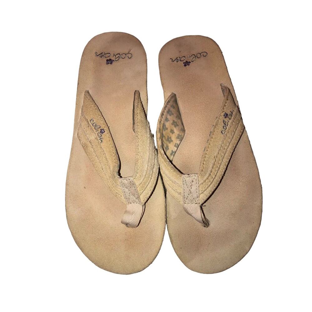 Cobian Women's Flip Flops Sz 7 Dixie Cream One‎ Piece Lined Strap